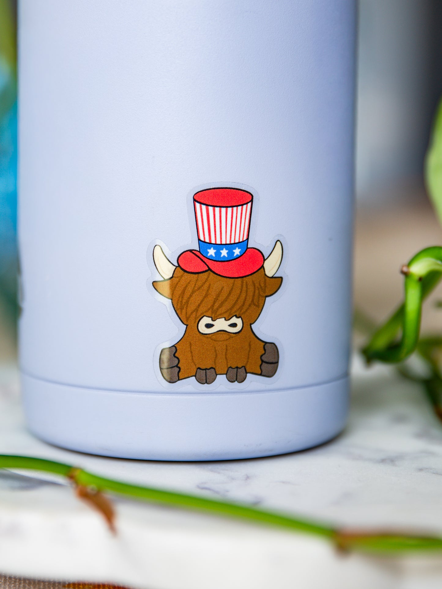 Uncle Sam Highland Cow Sticker