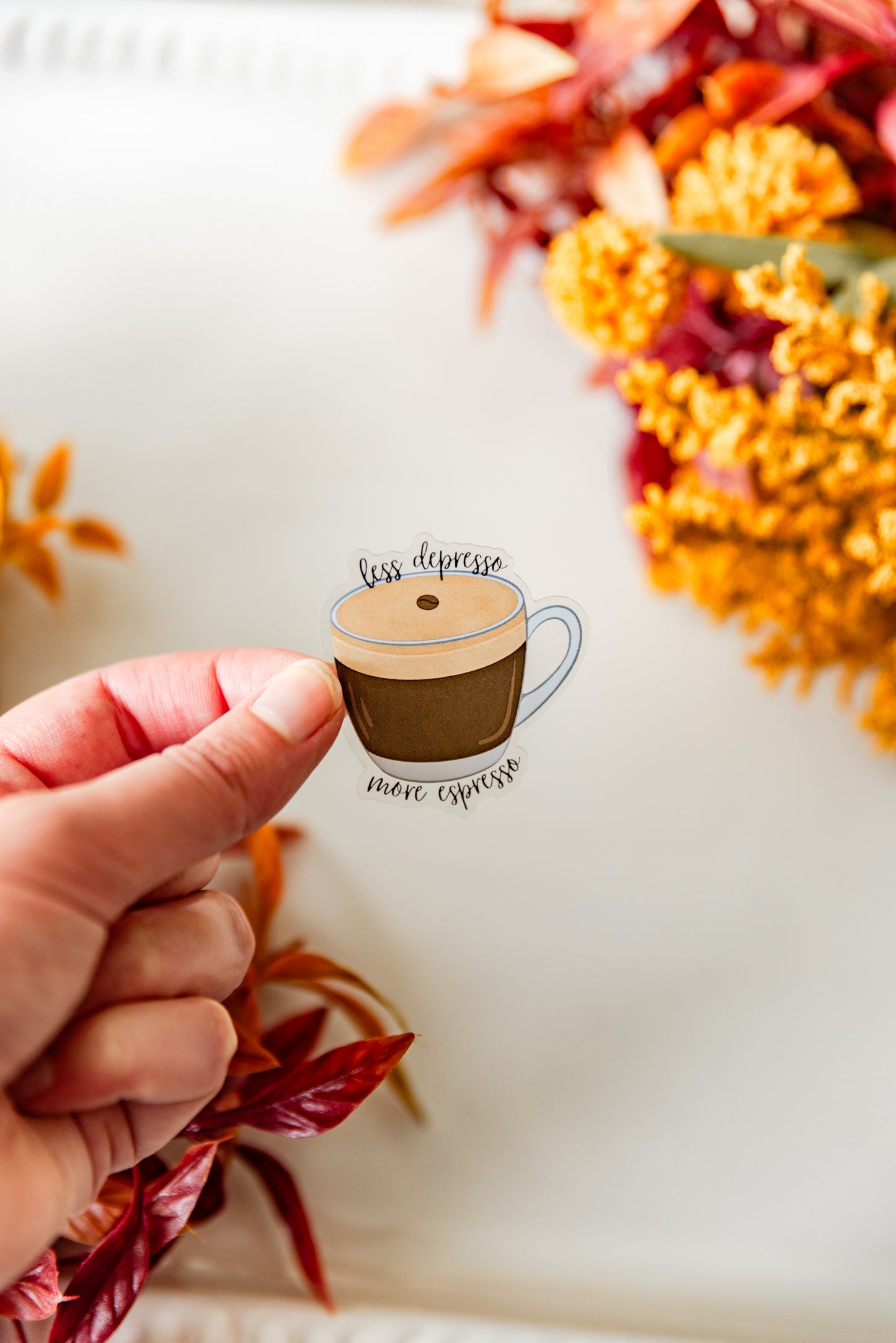 Less Depresso More Espresso Clear Sticker