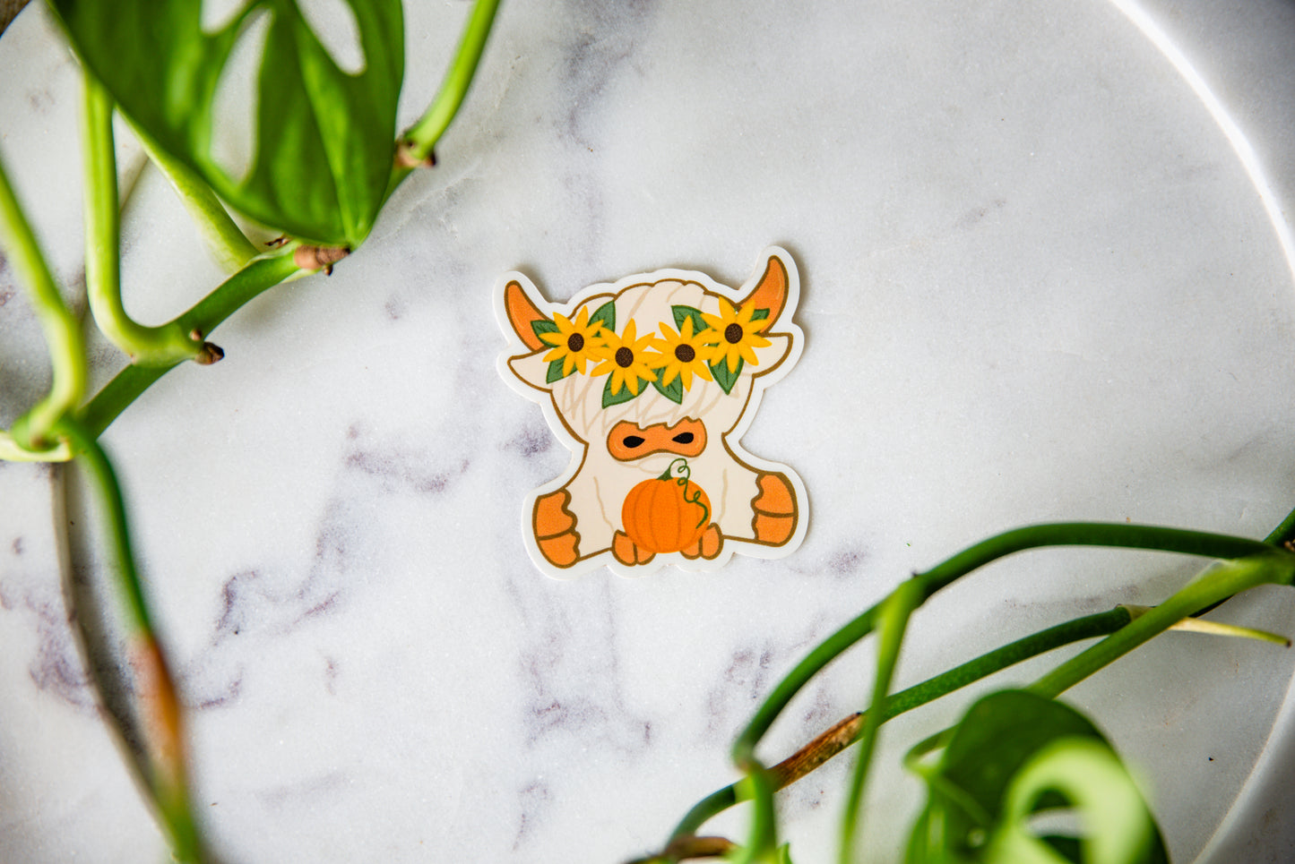 Autumn Cow Sticker