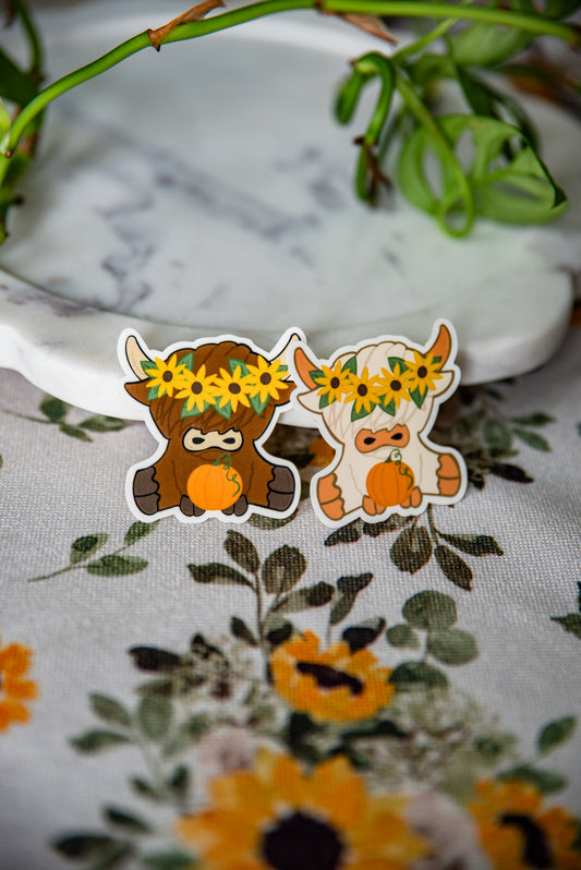 Autumn Cow Sticker