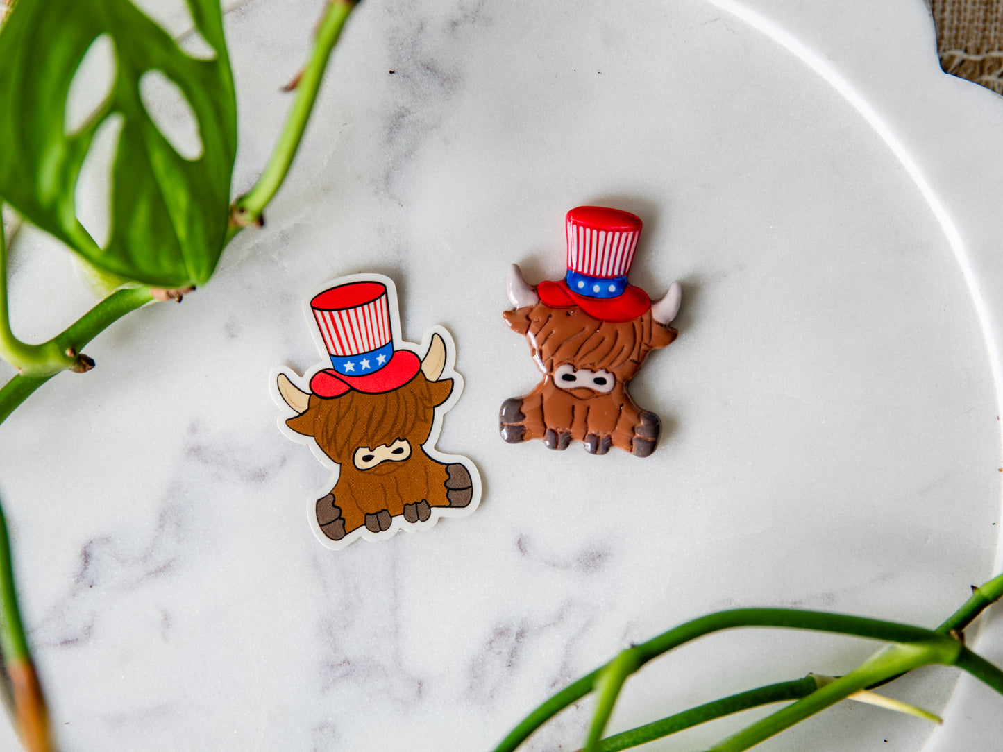 Uncle Sam Highland Cow Sticker