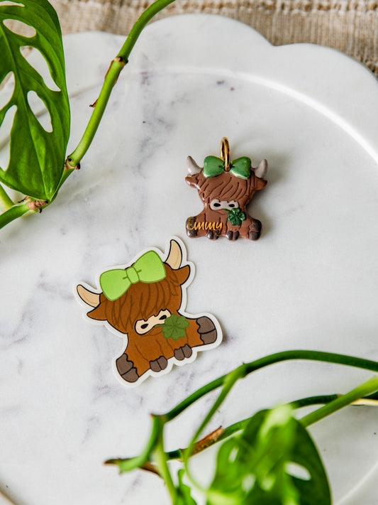 St. Patty's Highland Cow Sticker