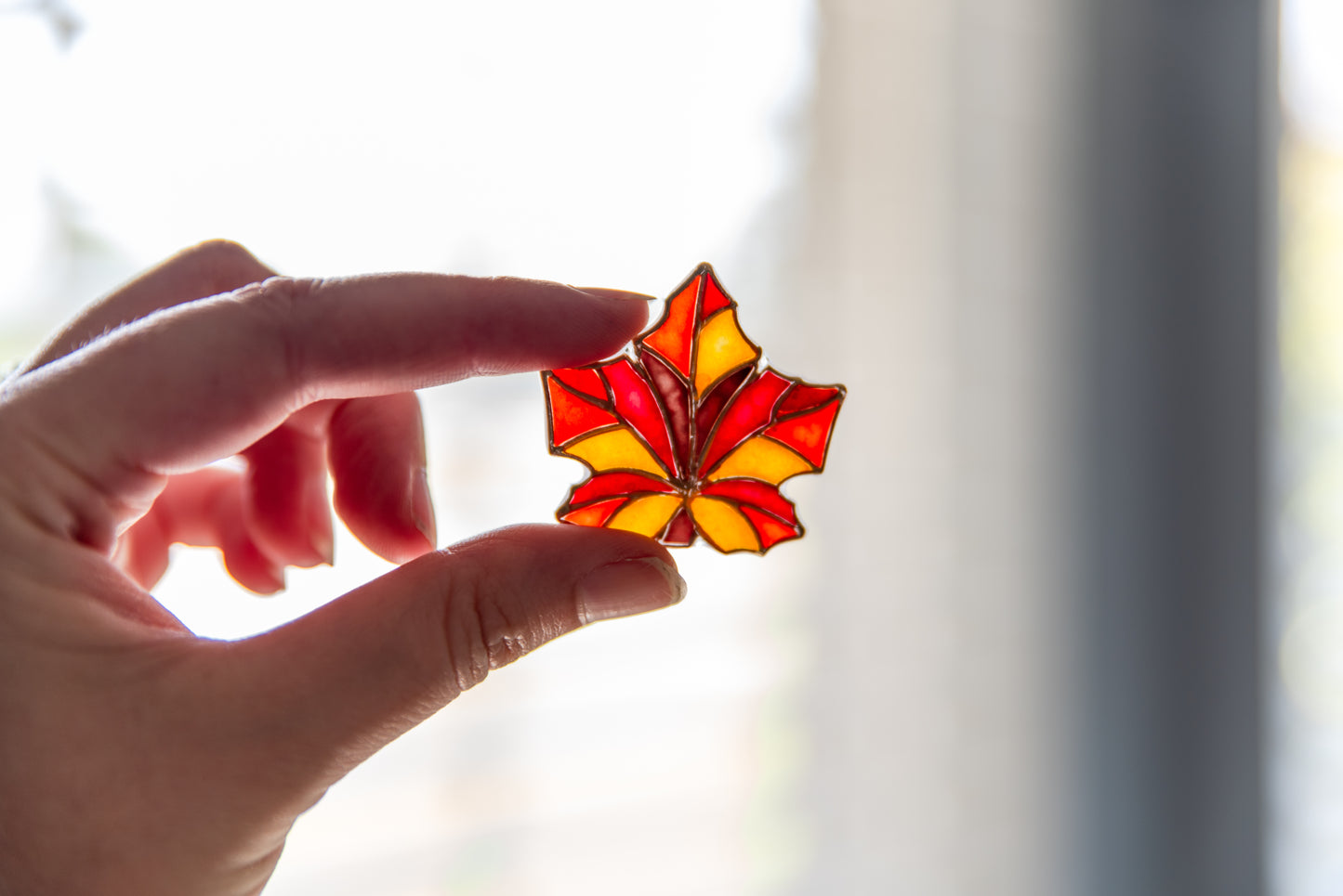 Sunlit Stained Glass Leaf
